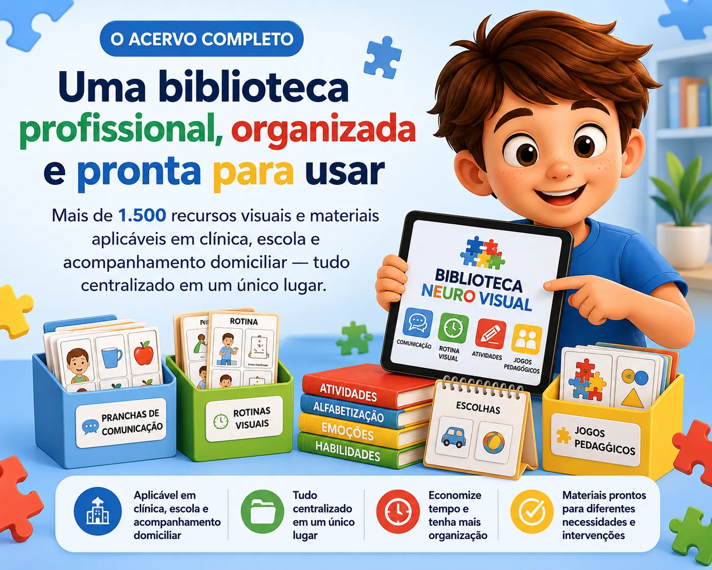 Biblioteca profissional, organizada e pronta para usar