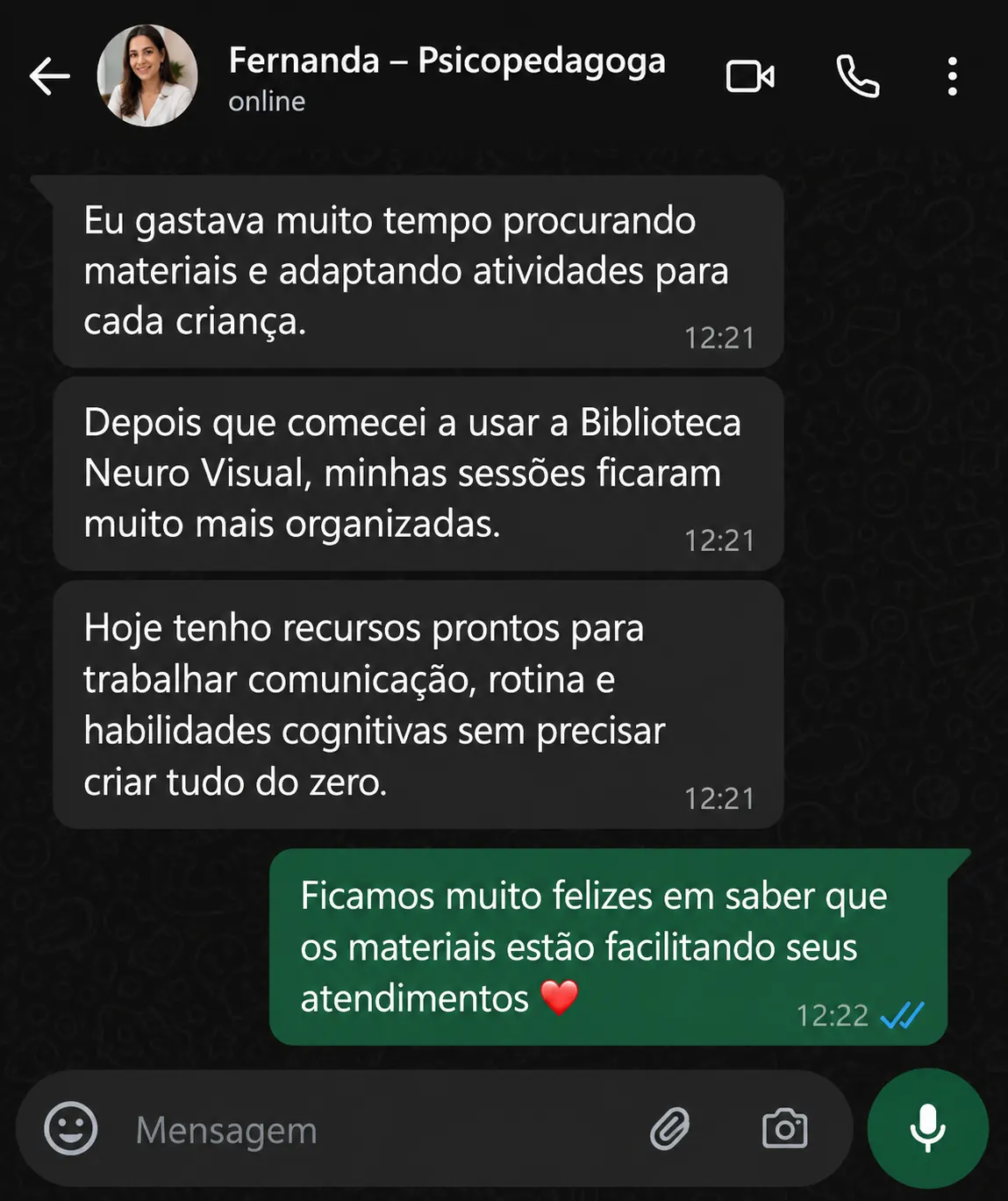Depoimento de Fernanda - Psicopedagoga