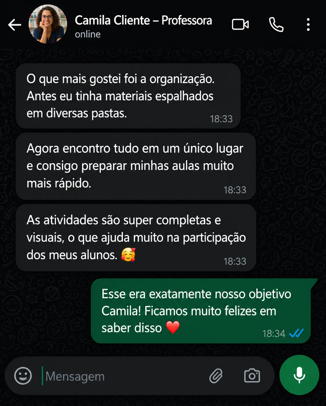 Depoimento de Camila - Professora
