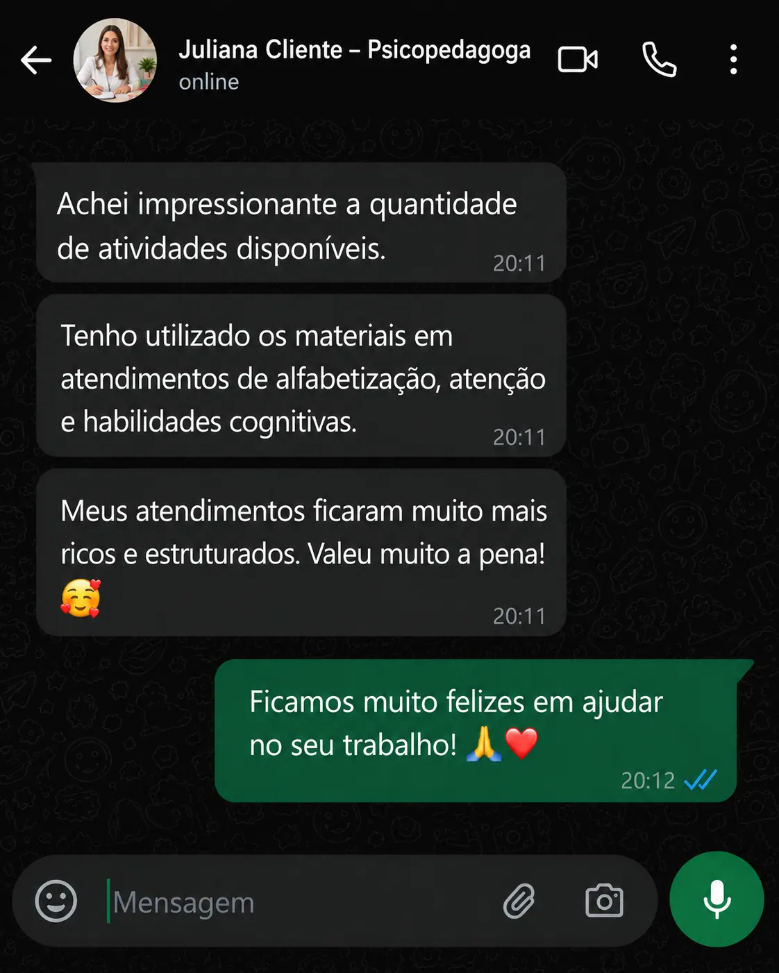 Depoimento de Juliana - Psicopedagoga